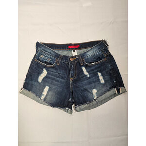 GJG Denim Women's Blue Denim Distressed Cut Off Shorts With Side Slits Size M